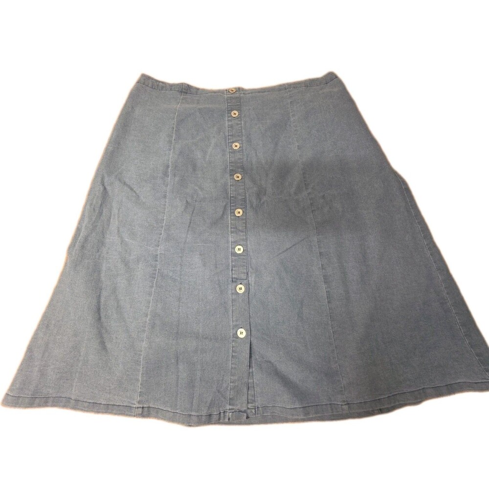 NWT Alfred Dunner Light Denim Pull-On Back Elastic Midi Skirt Plus Size 20W